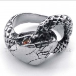 Titanium Cobra Ring with Red Eye