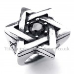 Titanium Lucky Star Ring with Black Zircon