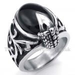 Titanium Black Agate Inlaid Ring