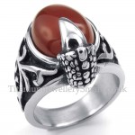 Titanium Red Agate Inlaid Ring