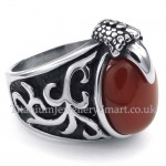 Titanium Red Agate Inlaid Ring