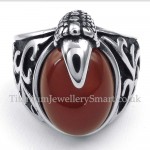 Titanium Red Agate Inlaid Ring