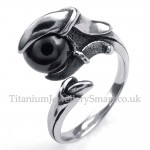 Titanium Paw Ring with Black Zircon