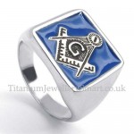 Blue Titanium Masonic Ring