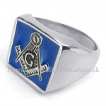 Blue Titanium Masonic Ring