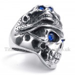 Titanium Skull Ring with Blue Zircon