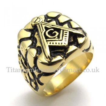 Gold Titanium Masonic Ring