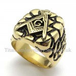 Gold Titanium Masonic Ring