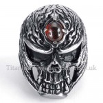Titanium Skull Ring with Red Zircon 