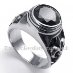 Titanium Ring with Black Zircon