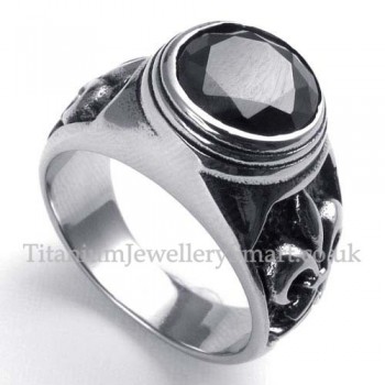 Titanium Ring with Black Zircon