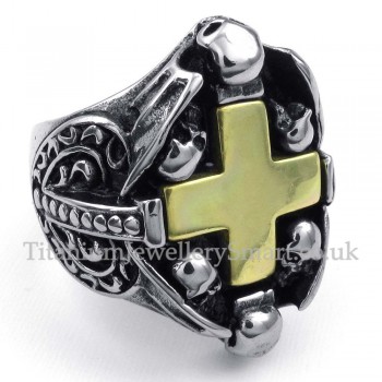 Titanium Skull Cross Ring