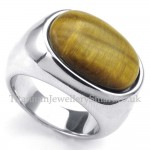 Mens Fashion Titanium Ring with Ornamental Stone
