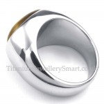 Mens Fashion Titanium Ring with Ornamental Stone