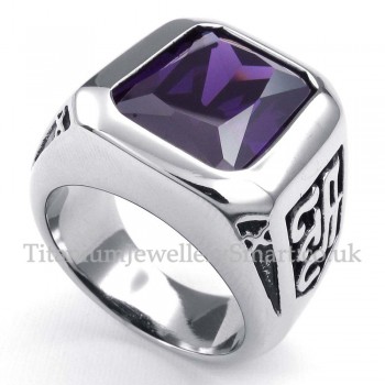 Titanium Ring with Purple Zircon