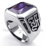 Titanium Ring with Purple Zircon