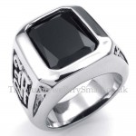 Titanium Ring with Black Zircon