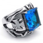 Titanium Ring with Blue Ornamental Stone