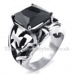 Titanium Ring with Black Ornamental Stone