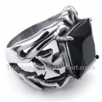 Titanium Ring with Black Ornamental Stone