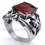 Titanium Ring with Red Ornamental Stone