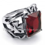 Titanium Ring with Red Ornamental Stone