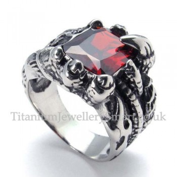 Titanium Ring with Red Zircon