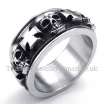 Titanium Round Cross Skull Ring