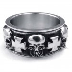 Titanium Round Cross Skull Ring