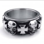 Titanium Round Cross Skull Ring