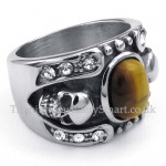 Titanium Skull Ring with Ornamental Stone