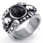 Titanium Agate Inlaid Skull Ring