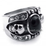 Titanium Agate Inlaid Skull Ring