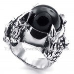 Titanium Black Agate Inlaid Ring