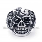 Skull Titanium Ring with Black Zircon Eye