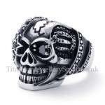 Skull Titanium Ring with Black Zircon Eye