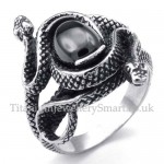 Titanium Snake Ring with Black Zircon