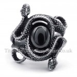 Titanium Snake Ring with Black Zircon