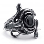 Titanium Snake Ring with Black Zircon