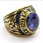 Gold Titanium Ring with Blue Zircon