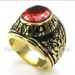 Gold Titanium Ring with Red Zircon