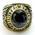 Gold Titanium Ring with Black Zircon