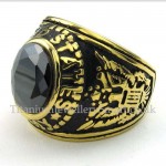 Gold Titanium Ring with Black Zircon