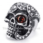 Red Zircon Titanium Skull Ring