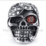 Red Zircon Titanium Skull Ring