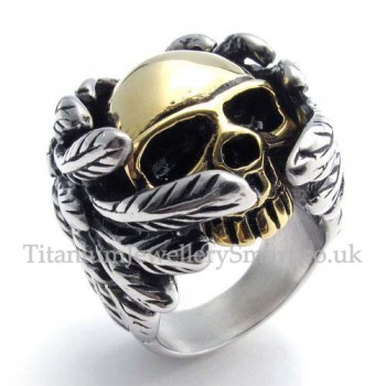 Gold Skull Titanium Ring