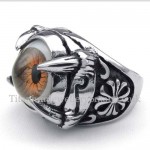 Titanium Brown Eagle Claws Eye Ring