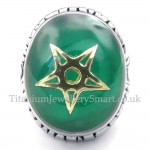Gold Five-pointed Star Titanium Green Ring