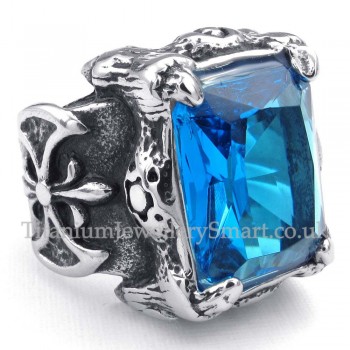 Titanium Ring with Blue Zircon