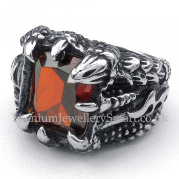 Titanium Ring with Red Zircon